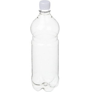 Бутылка ПЭТ 1 л (б/цв.) круглая 28 мм с белой крышкой