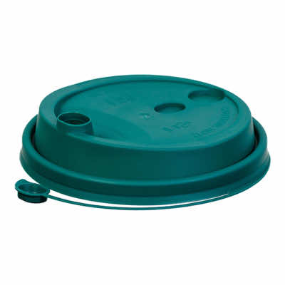 Крышка-для-стакана-d-90-мм-темно-зеленая-матовая-с-клапаном-с-питейником-ПП