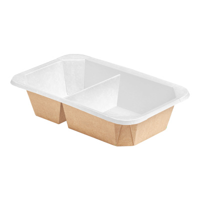 Контейнер-бумажный-800-мл-224х139х50-прямоуг-крафт-белый-2-х-секционный-без-крышки-OCTOBOX